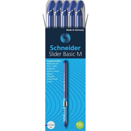 Pen, Ballpoint, Slider Basic, Medium Line Width, 10/PK, Blue 10PK